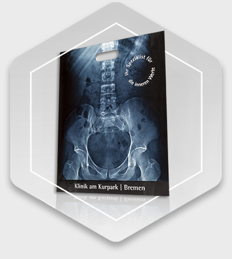 Flat paper carrier bag for x-ray images