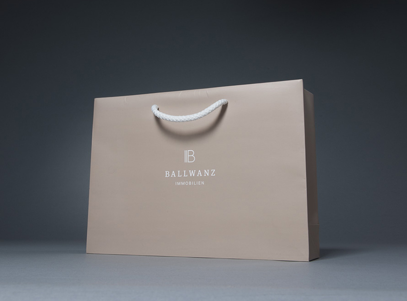 Paper bag with cord, BALLWANZ logo