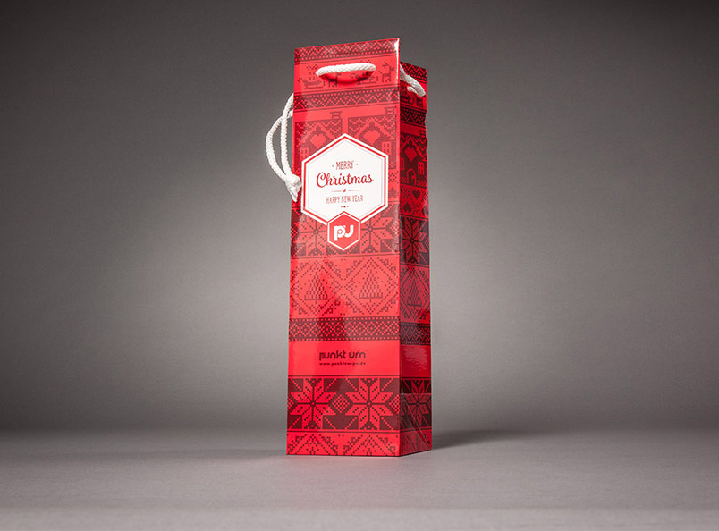 Bottle gift bag, individually printed, Merry Christmas motif