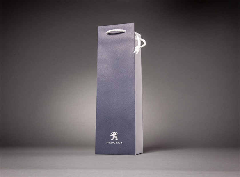Bottle gift bag, individually printed, Peugeot logo