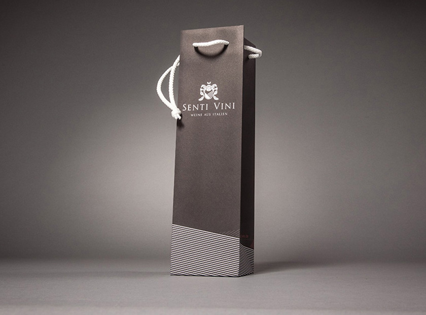 Bottle gift bag, individually printed, senti vini motif