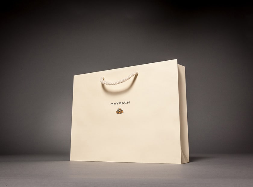 Printed paper bag with cord, Maybach logo