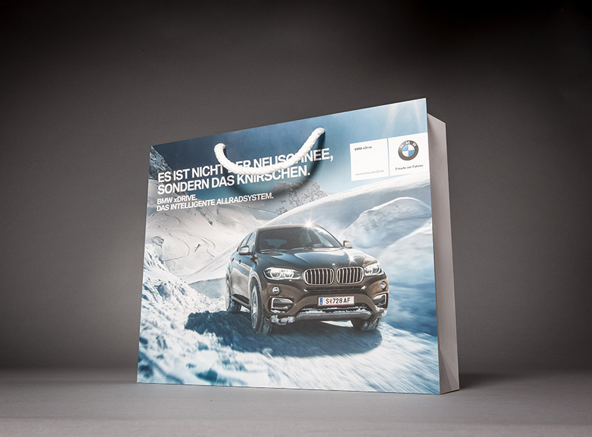 High-quality paper bag with cord, BMW motif