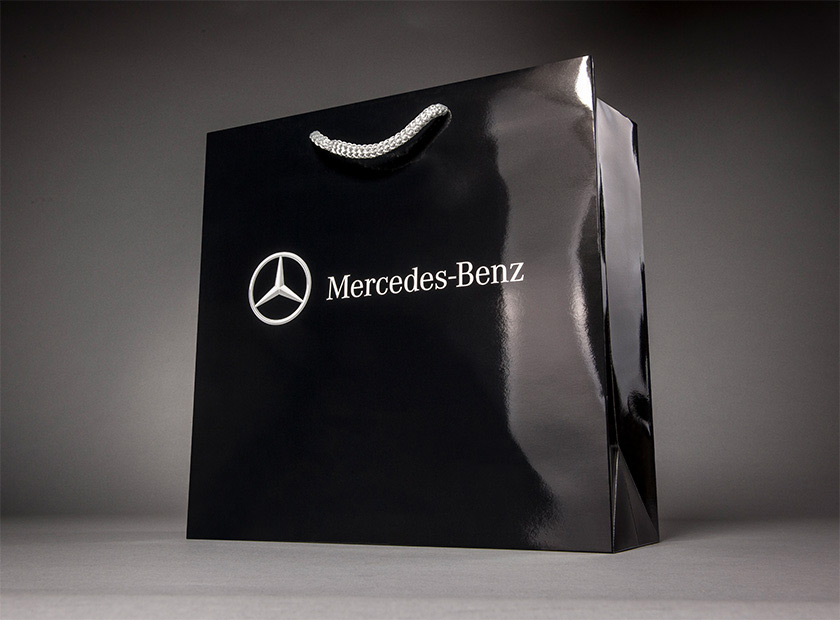 High-quality paper bag with cord, Mercedes logo