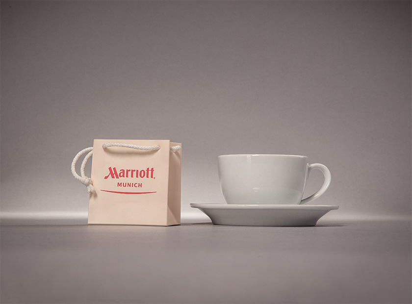 Mini paper bag with printing, Marriot logo