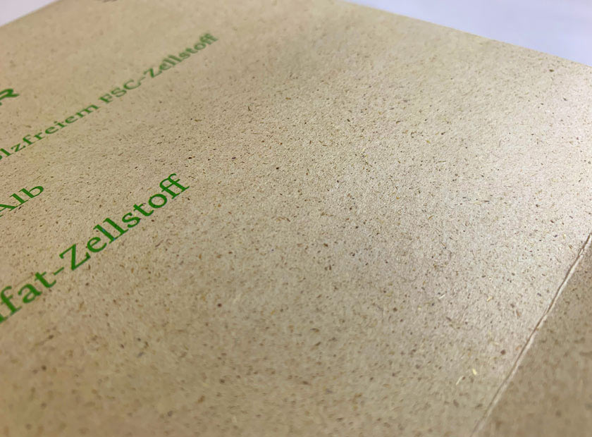 Environmentally friendly printed paper bag made from gras paper, Detailaufnahme motif