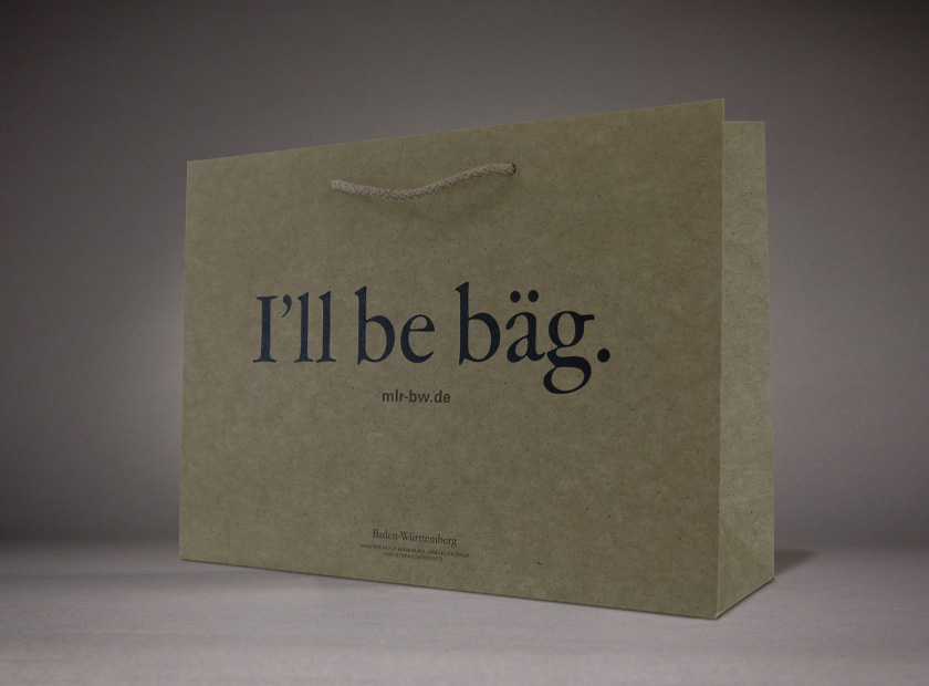 Environmentally friendly printed paper bag made from silphie paper, MLR BW motif