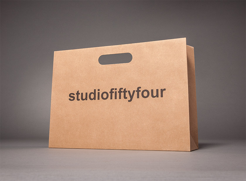 Printed paper bag with handle, studiofiftyfour motif
