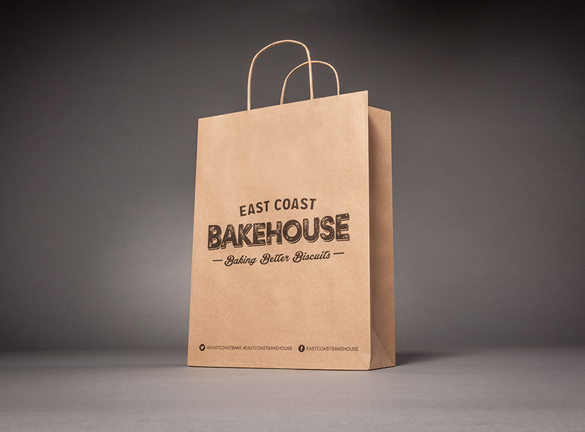 Printed paper bag with paper cord, Bakehouse motif