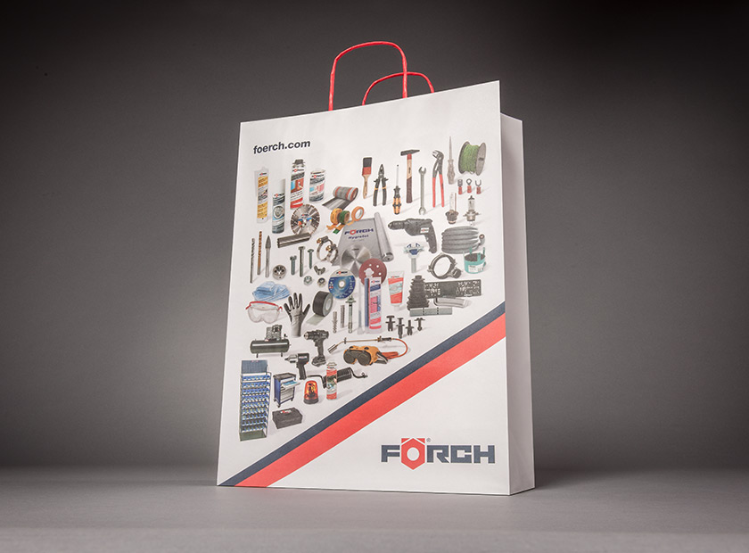 Printed paper bag with paper cord, Förch logo