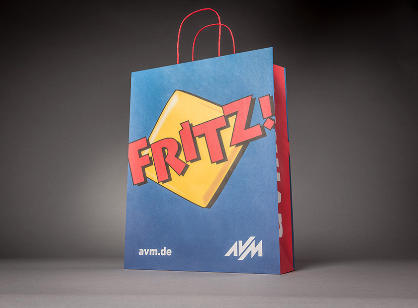 Printed paper bag with paper cord, Fritz logo