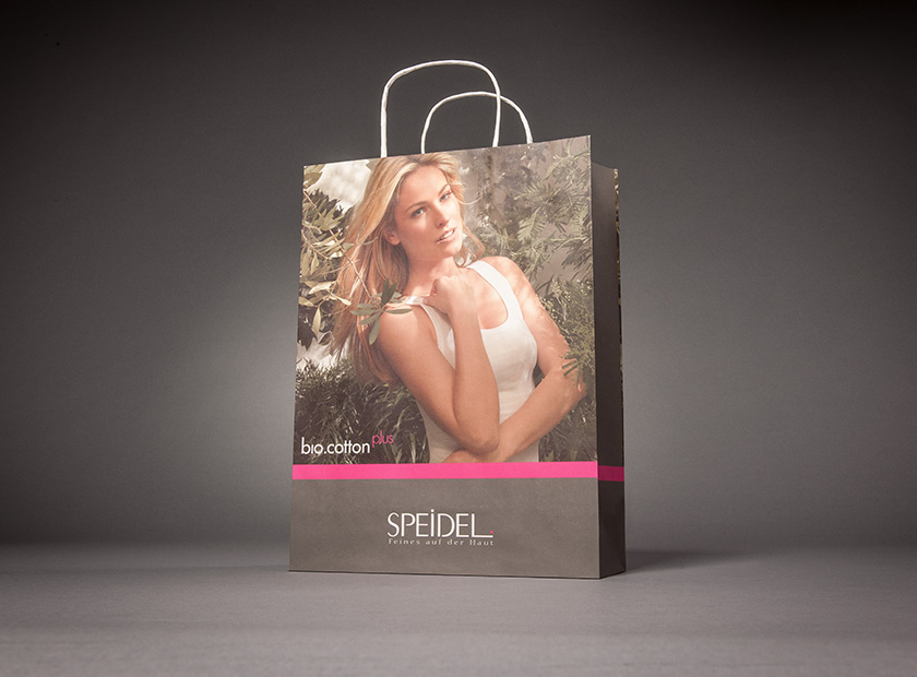Printed paper bag with paper cord, Speidel logo