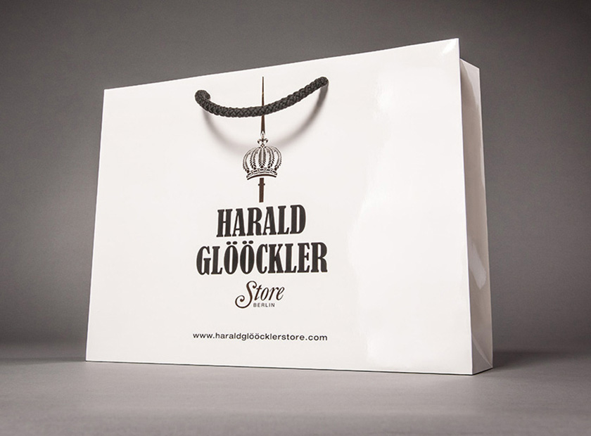 XXL printed paper carrier bag, Harald Glööckler logo