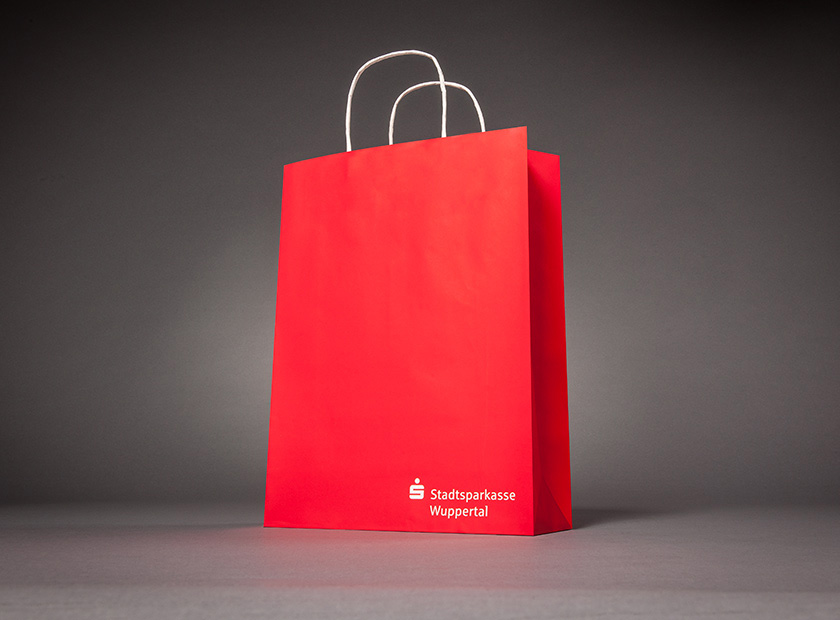 Printed paper bag with paper cord, Sparkasse logo
