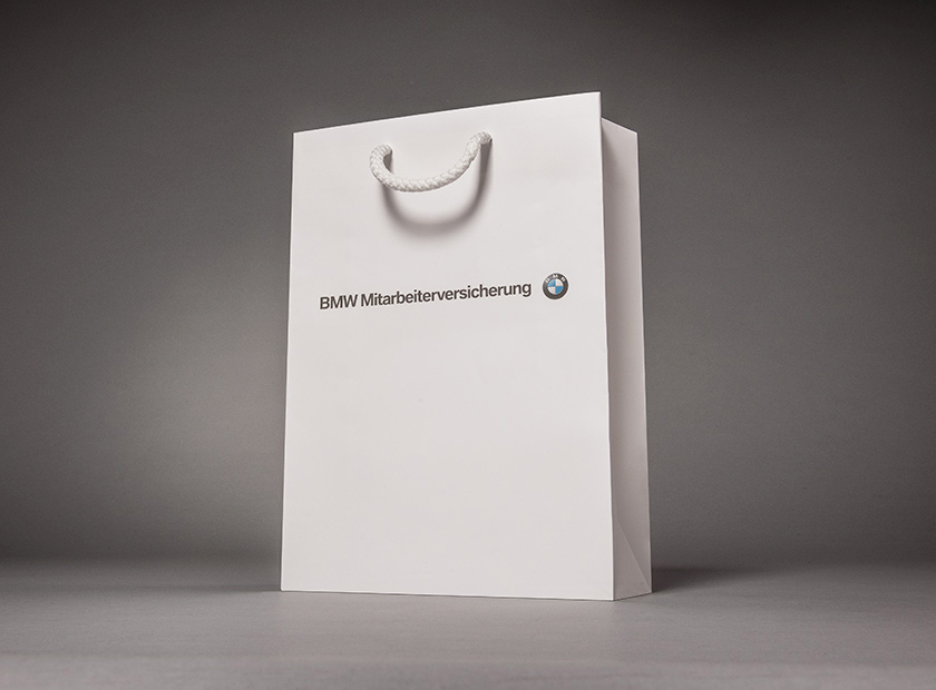 Printed paper bag with cord, BMW logo