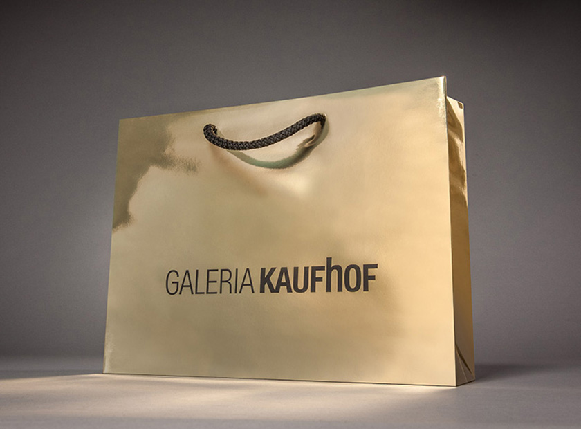 Printed paper bag with cord, Galeria Kaufhof logo