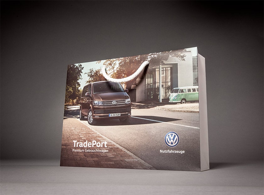 Printed paper bag with cord, VW Commercial Vehicles logo