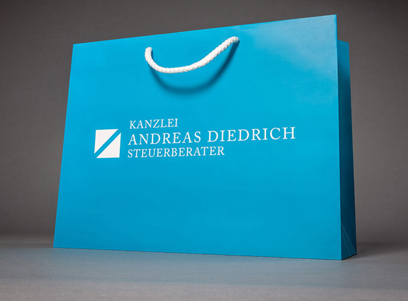 High-quality paper bag with cord, Kanzlei Diedrich motif