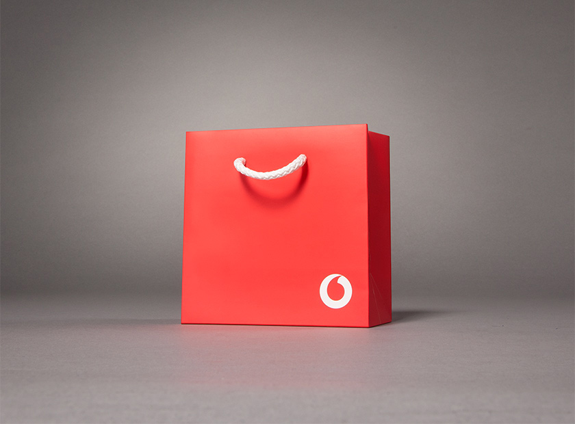 Mini paper bag with printing, Vodafone motif